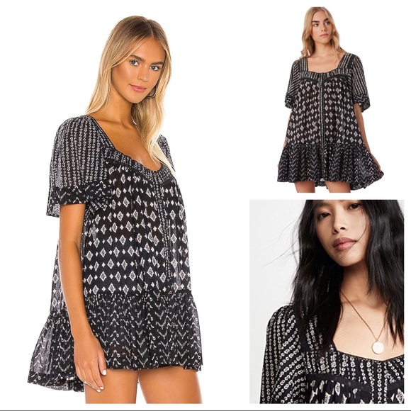 FREE PEOPLE BOHO FLOWY MINI TUNIC DRESS A3C - Picture 12 of 16